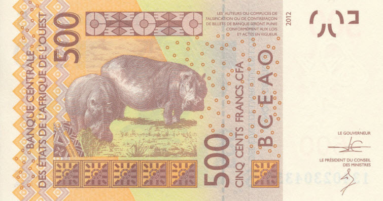 P919Se West African States 500 Francs Year 2016
